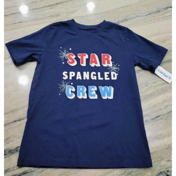 Carter's Star Spangled Crew Blue T-Shirt Size 8 NWT - Picture 1 of 5